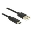 Delock Cable USB Type-C 2.0 male > USB 2.0 type A male 1 m
